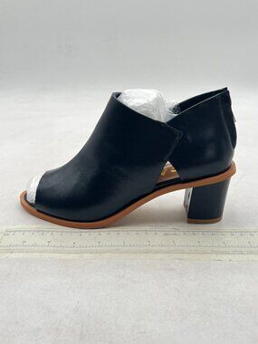 YDN Black Peep Toe Low Chunky Heels Back Zipper Sandal Ankle Boots Comfy Shoes